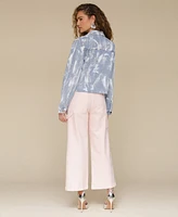 Avec Les Filles Women's Raw-Edge Cropped Trucker Jacket