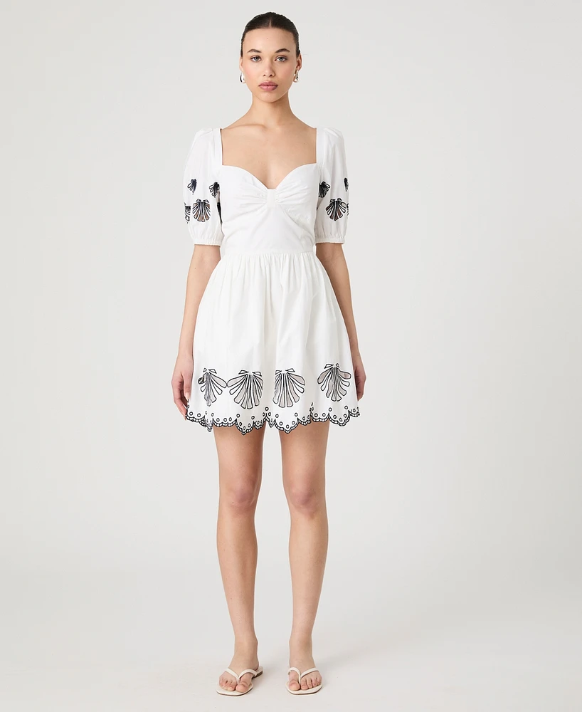 French Connection Women's Cambria Cotton Embroidered Anglaise Dress
