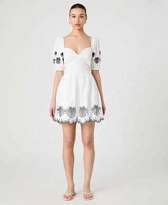 French Connection Women's Cambria Cotton Embroidered Anglaise Dress