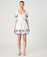 French Connection Women's Cambria Cotton Embroidered Anglaise Dress