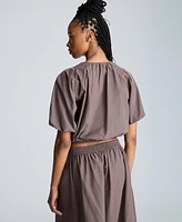 Kenneth Cole Women's Cropped Puff-Sleeve Top
