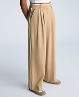 Kenneth Cole Women's Tipped Wide-Leg Pleated Pants