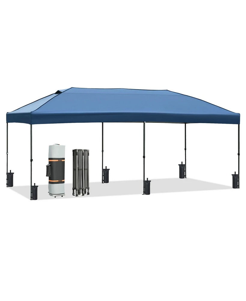 10x20 Navy Pop-Up Canopy Tent w/ Sidewalls & Wheeled Bag