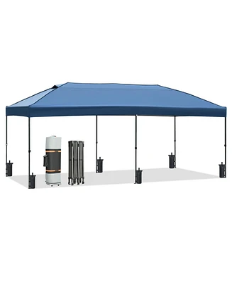 10x20 Navy Pop-Up Canopy Tent w/ Sidewalls & Wheeled Bag