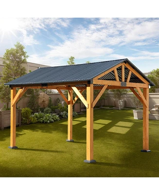 Fir wood carport/gazebo, Steel roof, all-weather