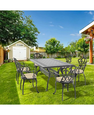 7pc Cast Aluminum Patio Set w/ Cushions