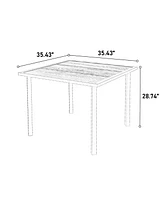 5-Pc Wicker Patio Dining Set, Steel Table, Umbrella Hole, for Backyard/Balcony
