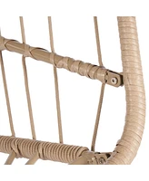 Outdoor Garden Rattan Egg Swing Chair Hanging Chair Wood+Khaki
