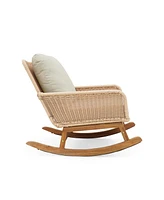 Modern 3-piece outdoor set, rocking chairs, table, beige cushions