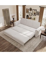 93.7" Velvet Chesterfield Sofa Bed: 3-in-1 Convertible Sofa with Nailhead Trim