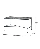 Outdoor Iron Coffee Table - Black Brush Silver