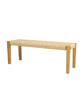 Teak Brown Acacia & Faux Rattan Backless Garden Bench