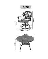 7-pc Cast Aluminum Dining Set, 6 Swivel Chairs, 48" Round Table