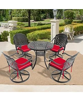 5-Pc Cast Aluminum Dining Set, 4 Swivel Chairs & 31" Round Table
