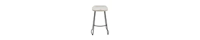 Handcrafted Backless Barstool – Washed Mango Wood Saddle Seat & Metal Base
