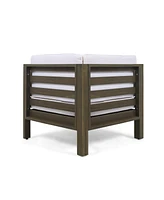 Acacia Wood V-Shaped Outdoor Sectional Sofa Set