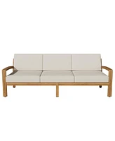 Acacia Wood 3-Seater Outdoor Sectional Sofa Set with Ottoman