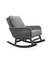 Modern 3-piece gray rattan rocking chair set with table, Patio/balcony