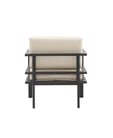 [Set of 2] 27,7" Modern Outdoor Lounge Chair with Aluminum Frame