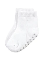 Touched by Nature Toddler Girls Cotton Socks with Non-Skid Gripper for Fall Resistance, Pink Black, 2-4