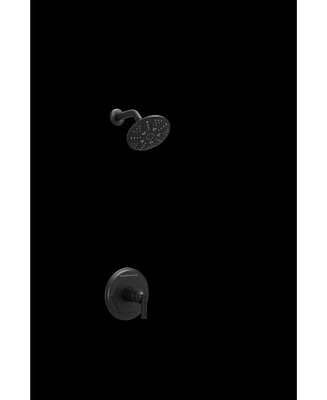Single-Handle 6-Spray Shower Faucet Set Trim Kit 1.8 Gpm with Valve and Filtered Shower Head in Matte Black