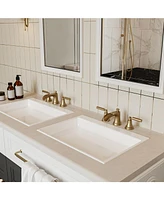 8 in. Widespread Double-Handle 3-Hole Waterfall Bathroom Faucet Water-Saving with Metal Drain Brushed Gold