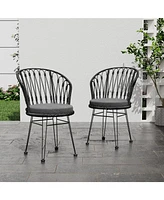 Boho Rattan Patio Dining Chairs - Set of 2