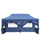 10x20 Pop-Up Canopy Tent, 6 Sidewalls, Uv/Waterproof, 3 Height, Roller Bag, Navy