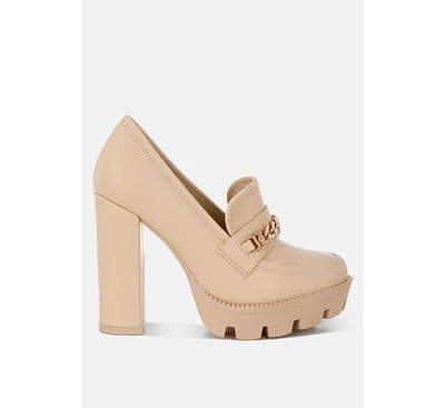 y2k chunky high block heeled loafers
