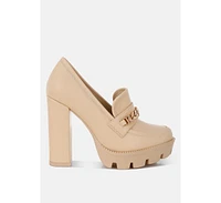 y2k chunky high block heeled loafers