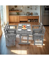 5-Piece Hdpe Outdoor Dining Set (Grey), Table & 4 Chairs