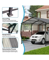 10x15 Metal Carport, Galvanized Steel Roof, Gray
