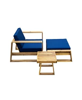 Acacia Lounge Set, Chair & Ottoman, Patio/Balcony/Garden