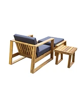 Acacia Lounge Set, Chair & Ottoman, Patio/Balcony/Garden