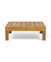Acacia Wood Outdoor Loveseat Set with Coffee Table
