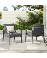 [Set of 2] Gray Aluminum Lounge Chairs