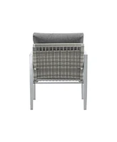 Silver aluminum lounge chairs (set of 2) with rope accents and cushions