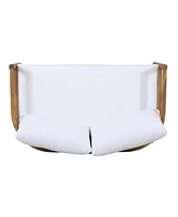 Acacia Loveseat & Table Set, Light Teak/White Cushions