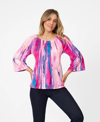 Cable & Gauge Women's Pleated Boatneck Swing Top