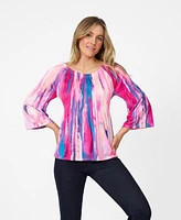 Cable & Gauge Women's Pleated Boatneck Swing Top