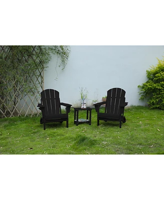 Black Folding Adirondack Set, 2 Chairs, Table