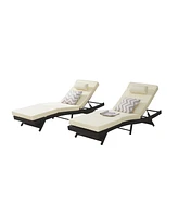 Outdoor Wicker Reclining Lounge Chairs (Set of 2) - Beach, Pool, Garden