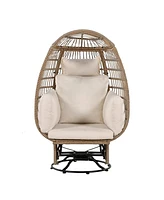 Outdoor Swivel Rattan Egg Chair, Rocking, Cushions, for Patio/Garden