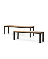 Modern Acacia Wood & Metal Outdoor Bench - 63 Inch