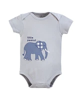 Touched by Nature Baby Boys Cotton Bodysuits, Blue Peanut, Preemie