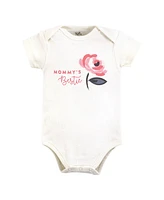 Touched by Nature Baby Girls Cotton Bodysuits, Bubblegum Floral, Preemie