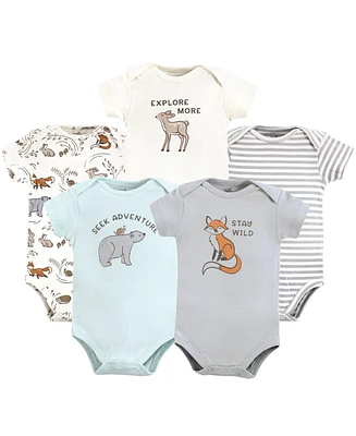Touched by Nature Baby Boys Cotton Bodysuits, Dreamy Woodland, Preemie