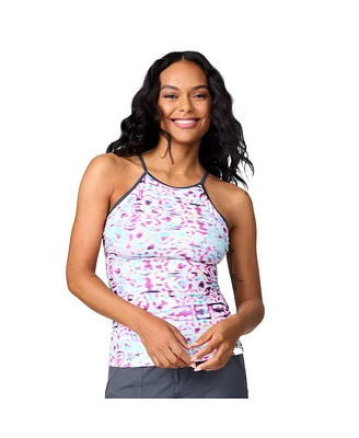 Free Country Women's High Neck Macrame Back Tankini Top