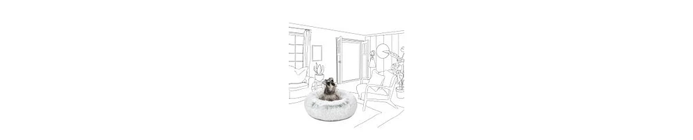 Faux Fur Self Warming Indoor Round Donut Cuddler Pet Mat