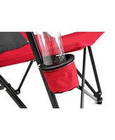 High-back, heavy-duty lawn chair, 250lbs, Portable, collapsible, Cup holder, Red